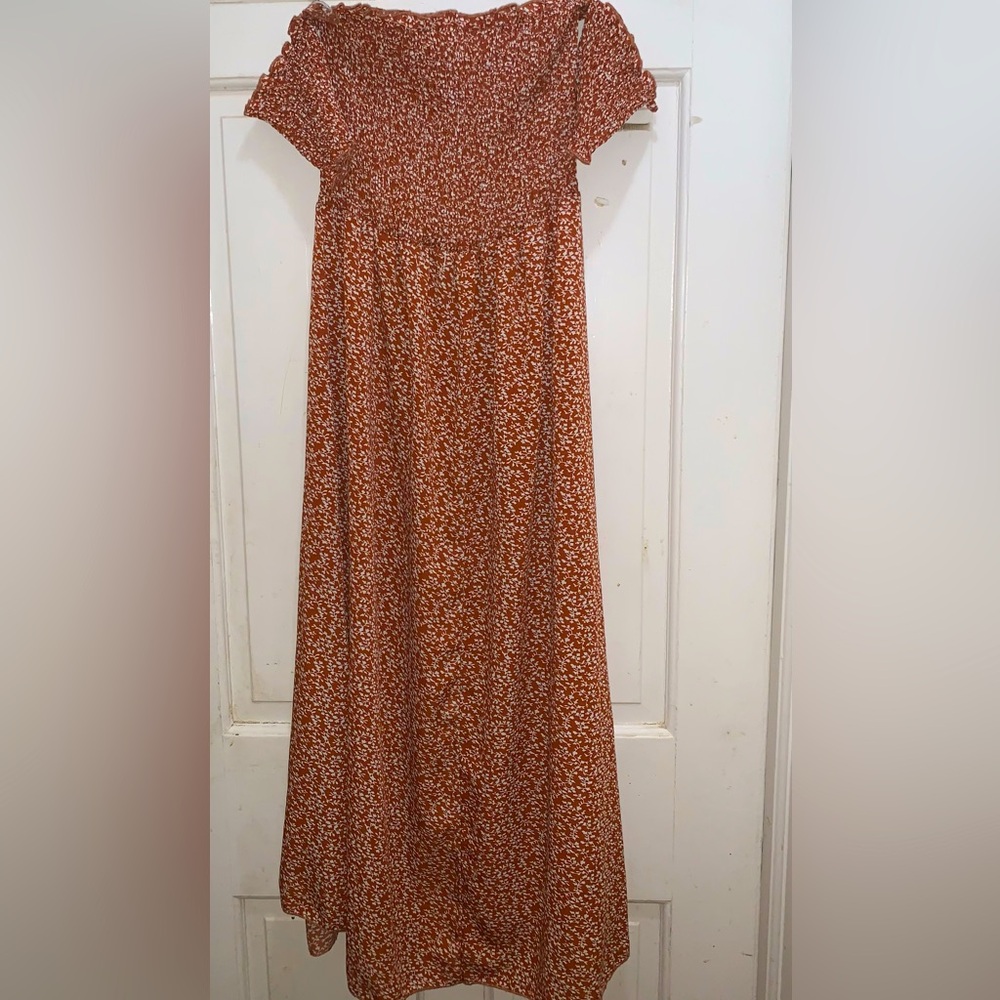 Off the shoulder hi-lo dress